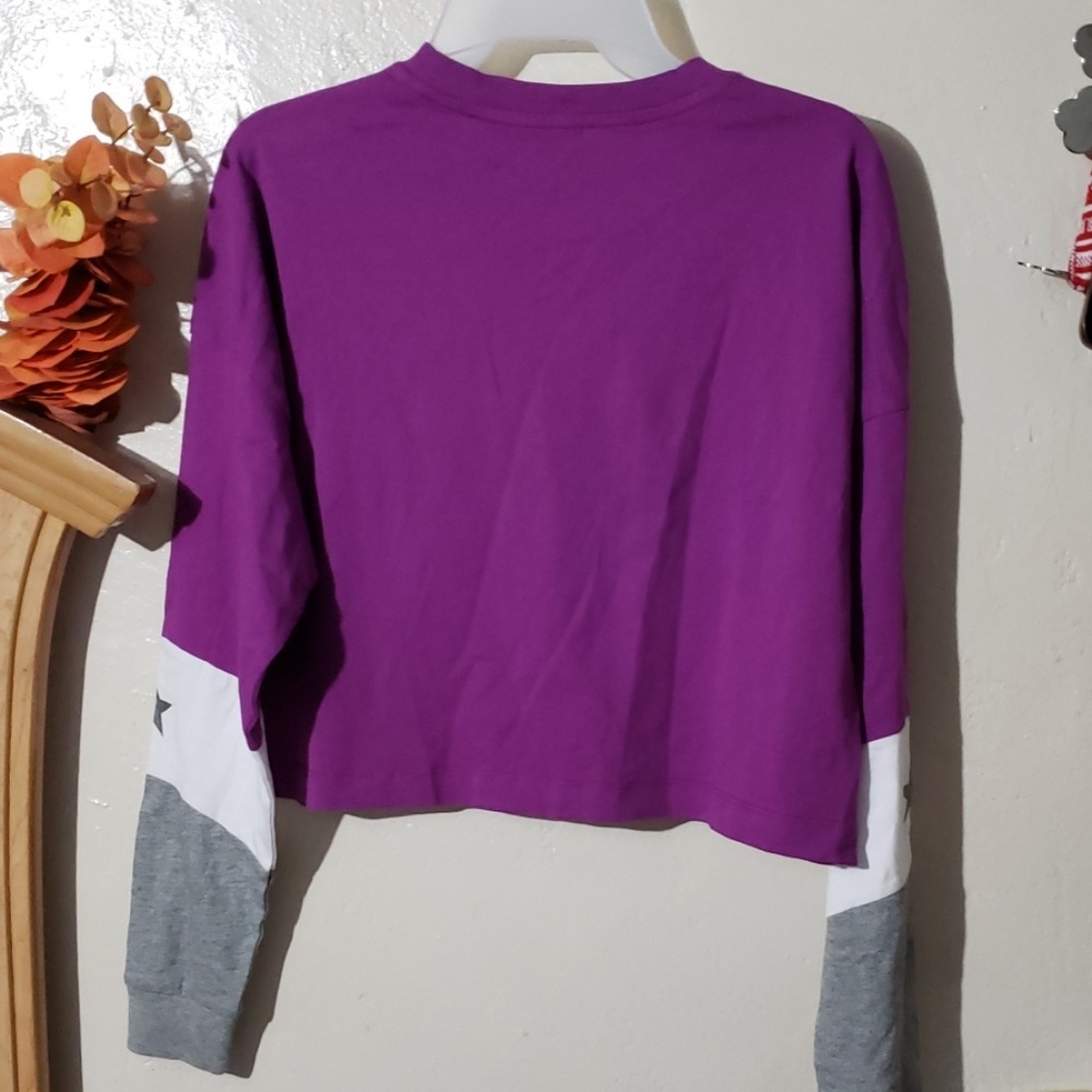 CONVERSE WOMEN'S CROPPED LONG SLEEVE PURPLE SMALL - Picture 6 of 8